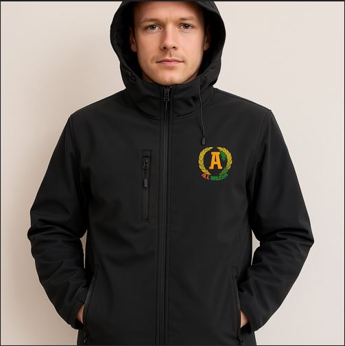 Schwarze Workwear-Jacke mit Kapuze